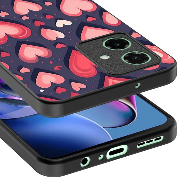 grote roze en rode hartjes opdruk_Motorola Moto G55 telefoonhoesje (3)