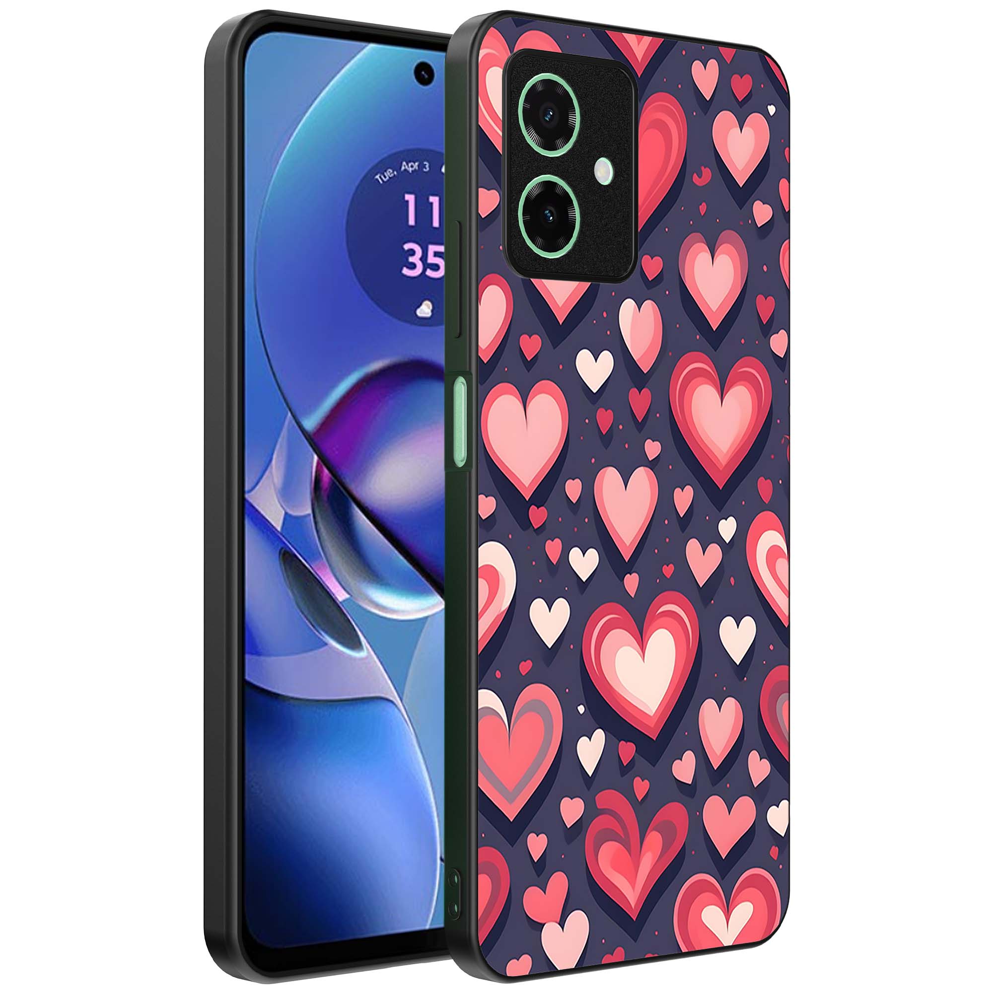 grote roze en rode hartjes opdruk_Motorola Moto G64 telefoonhoesje (1)