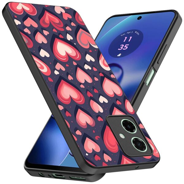 grote roze en rode hartjes opdruk_Motorola Moto G64 telefoonhoesje (2)
