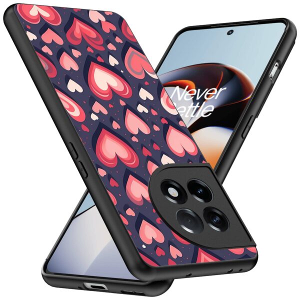 grote roze en rode hartjes opdruk_OnePlus 11R Telefoonhoesje (2)