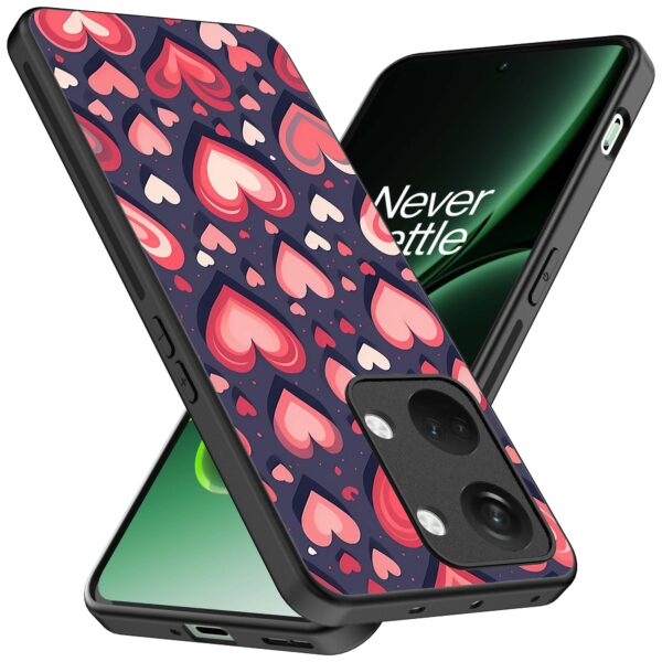 grote roze en rode hartjes opdruk_OnePlus Nord 3 Telefoonhoesje (2)
