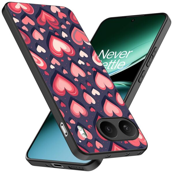 grote roze en rode hartjes opdruk_OnePlus Nord 4 Telefoonhoesje (2)