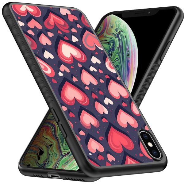 grote roze en rode hartjes opdruk_iPhone X-Xs telefoonhoesje (2)