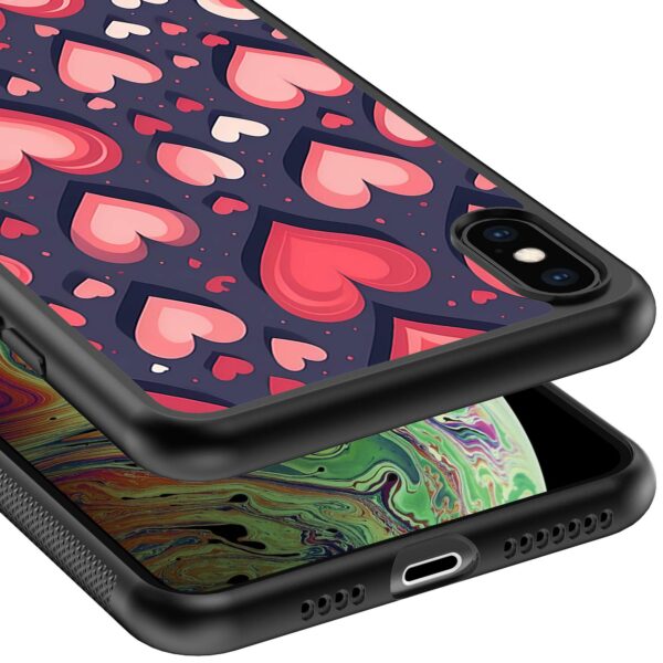 grote roze en rode hartjes opdruk_iPhone X-Xs telefoonhoesje (3)