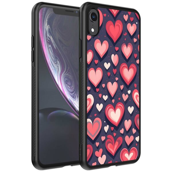 grote roze en rode hartjes opdruk_iPhone XR telefoonhoesje (1)