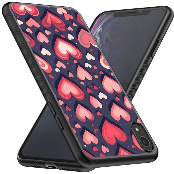 grote roze en rode hartjes opdruk_iPhone XR telefoonhoesje (2)