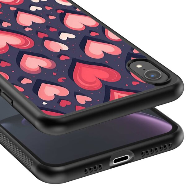 grote roze en rode hartjes opdruk_iPhone XR telefoonhoesje (3)