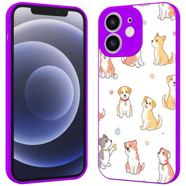honden opdruk_iPhone 12 Telefoonhoesje met paars rand (2)
