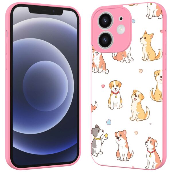 honden opdruk_iPhone 12 Telefoonhoesje met roze rand (2)