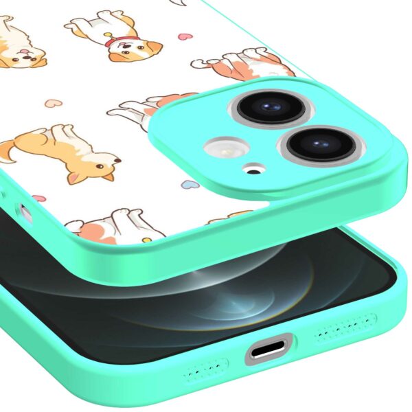honden opdruk_iPhone 12 Telefoonhoesje met turquoise rand (3)