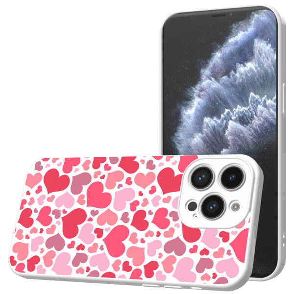 iPhone 11 Pro Max telefoonhoesje met hartjes opdruk wit (1)