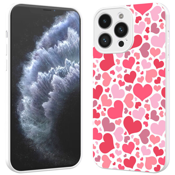 iPhone 11 Pro Max telefoonhoesje met hartjes opdruk wit (2)