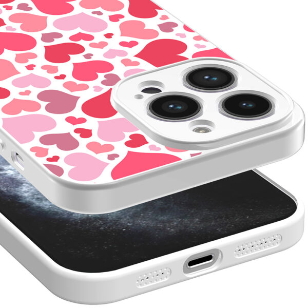 iPhone 11 Pro Max telefoonhoesje met hartjes opdruk wit (3)