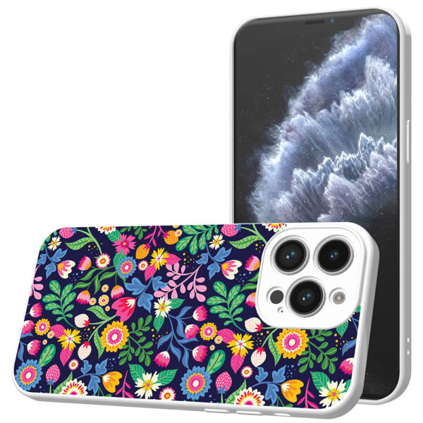 iPhone 11 Pro telefoonhoesje met bloemen opdruk wit (1)