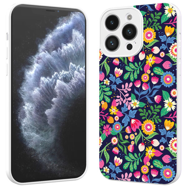 iPhone 11 Pro telefoonhoesje met bloemen opdruk wit (2)