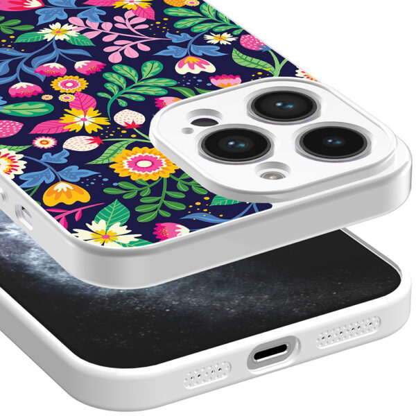 iPhone 11 Pro telefoonhoesje met bloemen opdruk wit (3)