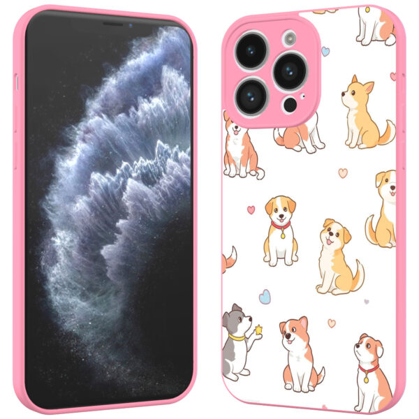 iPhone 11 Pro telefoonhoesje met honden opdruk roze (2)