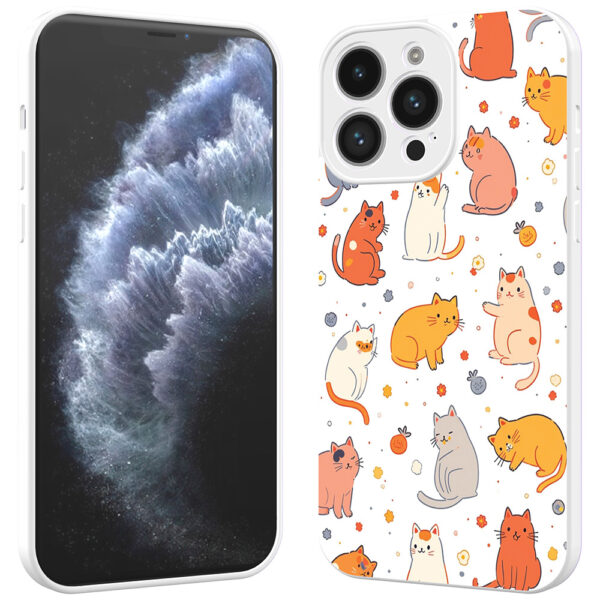 iPhone 11 Pro telefoonhoesje met katten en poezen opdruk wit (2)