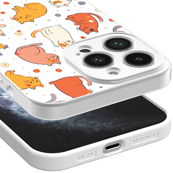 iPhone 11 Pro telefoonhoesje met katten en poezen opdruk wit (3)