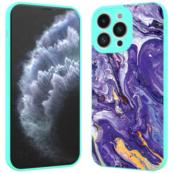 iPhone 11 Pro telefoonhoesje met paars goud marmer opdruk turqoise (2)