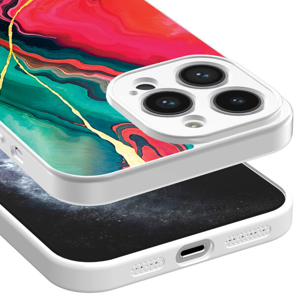 iPhone 11 Pro telefoonhoesje met rood groen marmer opdruk wit (3)