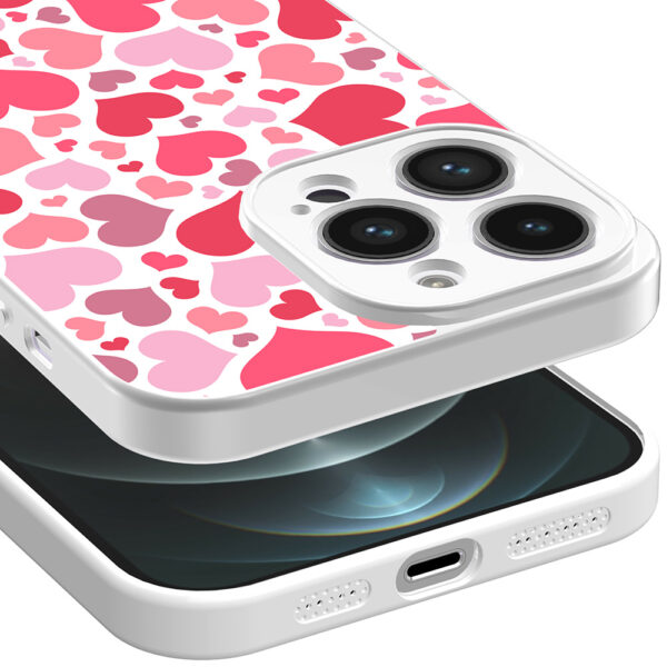 iPhone 12 Pro Max telefoonhoesje met hartjes opdruk wit (3)