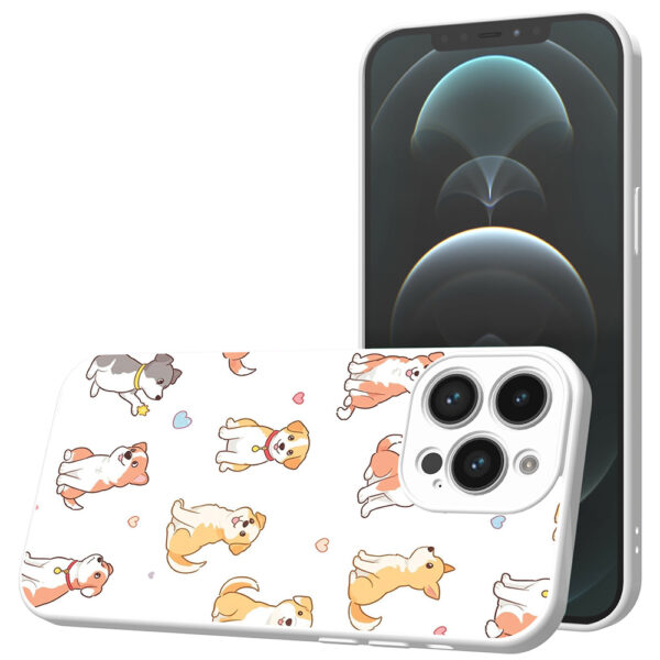 iPhone 12 Pro Max telefoonhoesje met honden opdruk wit (1)