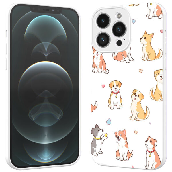 iPhone 12 Pro Max telefoonhoesje met honden opdruk wit (2)