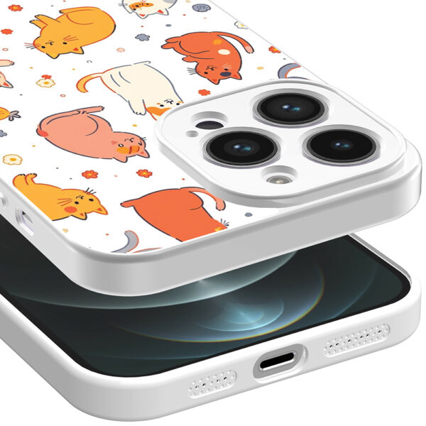 iPhone 12 Pro Max telefoonhoesje met katten en poezen opdruk wit (3)