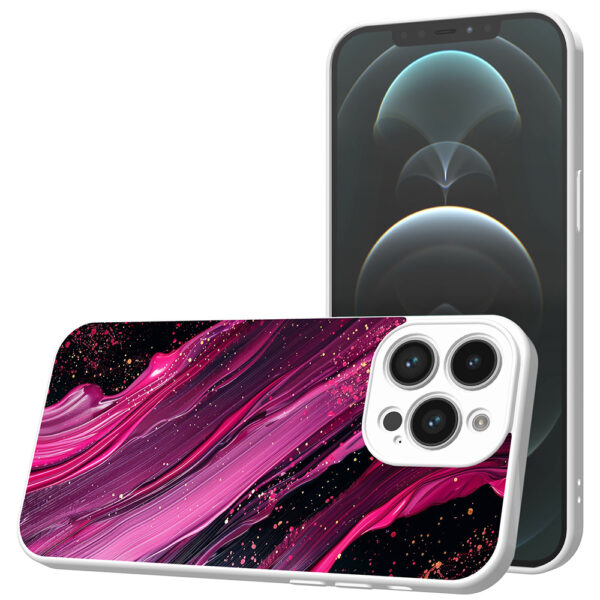 iPhone 12 Pro Max telefoonhoesje met paars roze marmer opdruk wit (1)