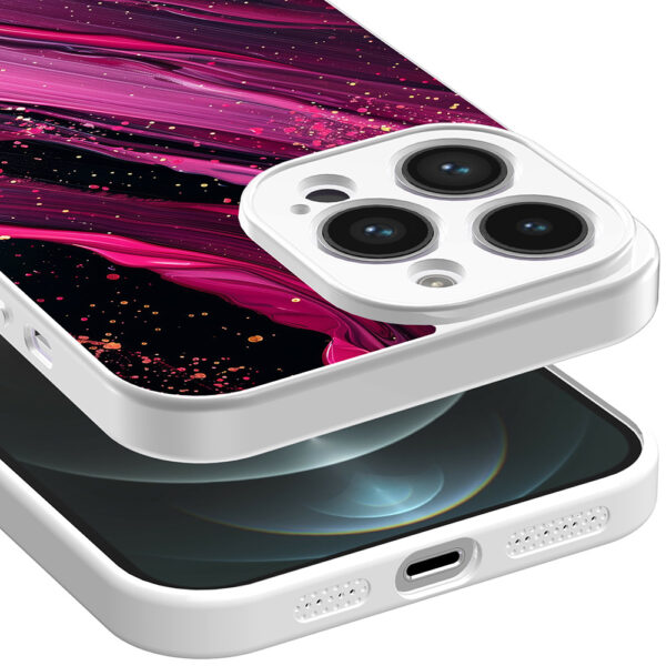 iPhone 12 Pro Max telefoonhoesje met paars roze marmer opdruk wit (3)