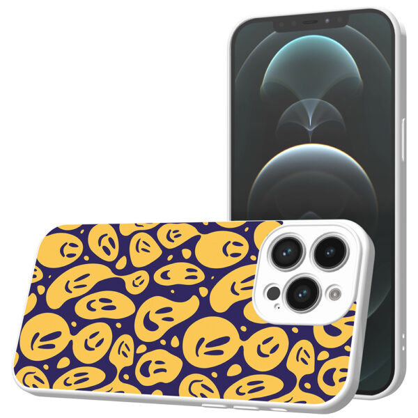 iPhone 12 Pro Max telefoonhoesje met smiley opdruk wit (1)