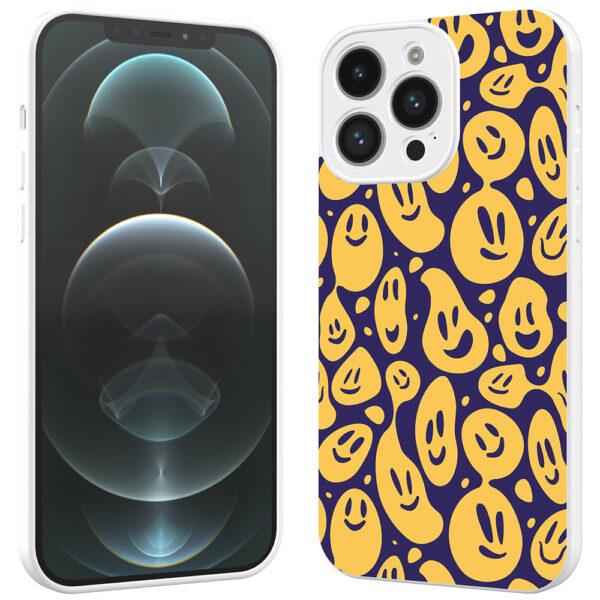 iPhone 12 Pro Max telefoonhoesje met smiley opdruk wit (2)
