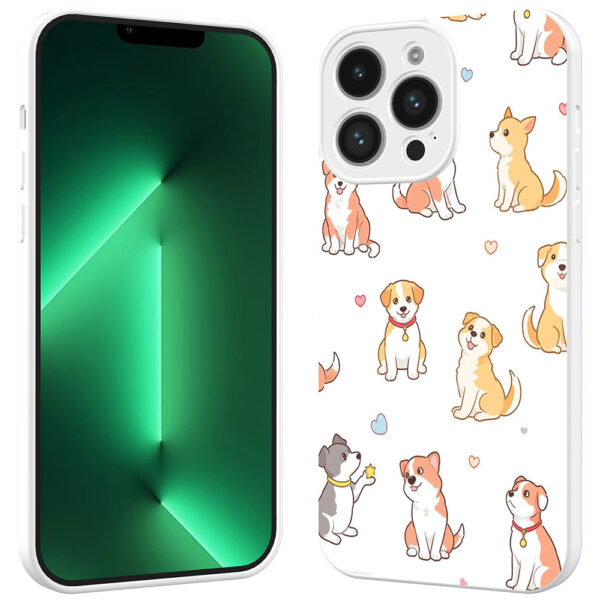 iPhone 13 Pro Max telefoonhoesje met honden opdruk wit (3)