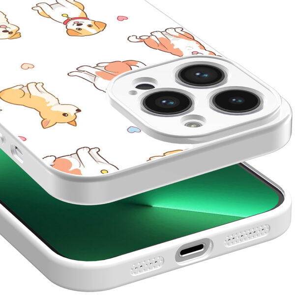 iPhone 13 Pro Max telefoonhoesje met honden opdruk wit (5)