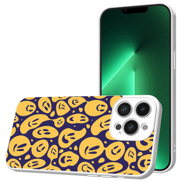 iPhone 13 Pro Max telefoonhoesje met smileys opdruk wit (1)