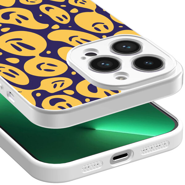 iPhone 13 Pro Max telefoonhoesje met smileys opdruk wit (5)