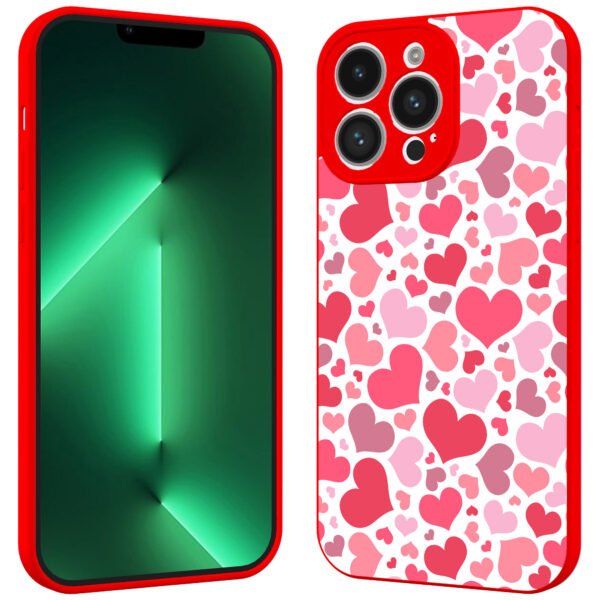 iPhone 13 Pro telefoonhoesje met hartjes opdruk rood (2)