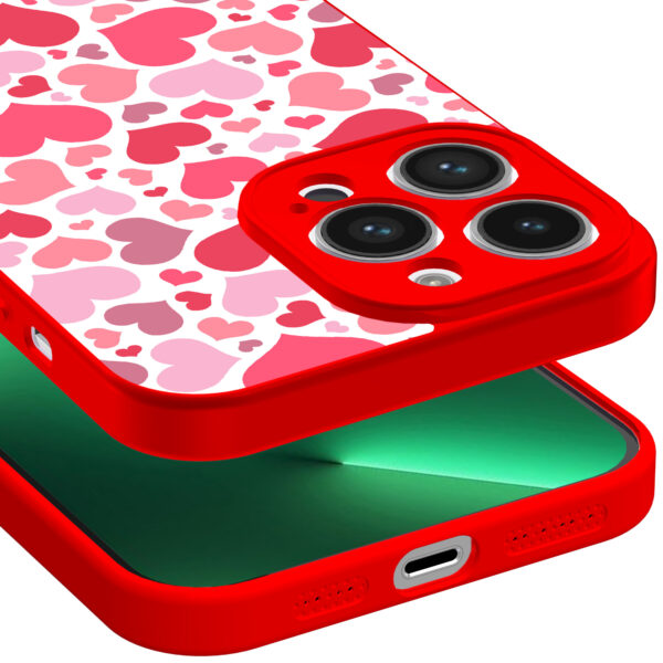 iPhone 13 Pro telefoonhoesje met hartjes opdruk rood (3)