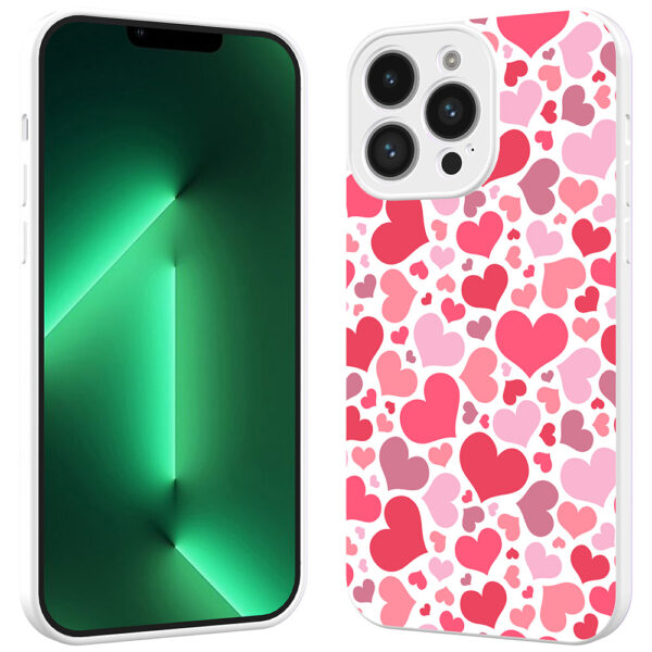 iPhone 13 Pro telefoonhoesje met hartjes opdruk wit (2)