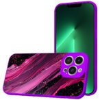 iPhone 13 Pro telefoonhoesje met paars roze marmer opdruk paars (1)