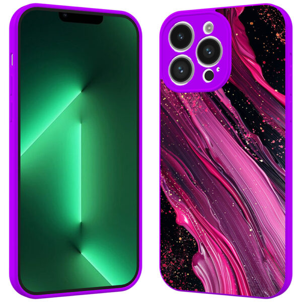 iPhone 13 Pro telefoonhoesje met paars roze marmer opdruk paars (2)