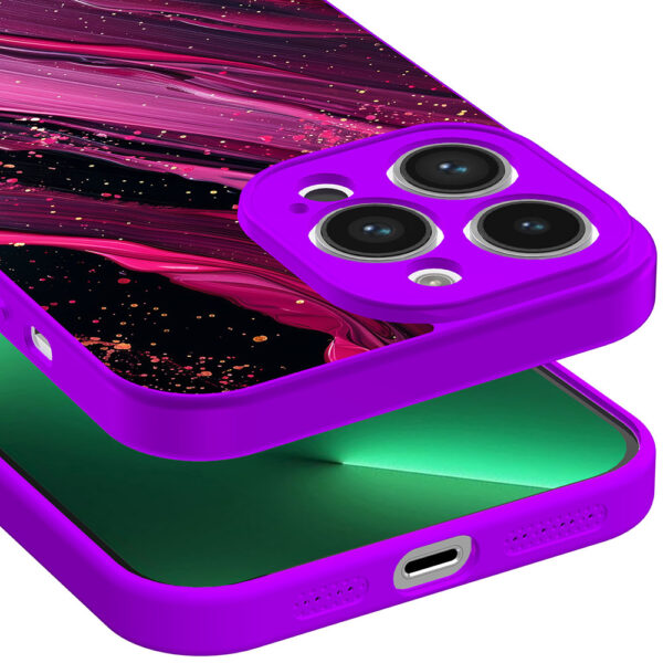 iPhone 13 Pro telefoonhoesje met paars roze marmer opdruk paars (3)