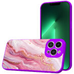 iPhone 13 Pro telefoonhoesje met roze marmer opdruk paars (1)