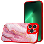 iPhone 13 Pro telefoonhoesje met roze marmer opdruk rood (1)