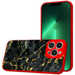 iPhone 13 Pro telefoonhoesje met zwart goud marmer opdruk rood (1)