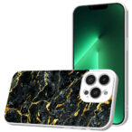 iPhone 13 Pro telefoonhoesje met zwart goud marmer opdruk wit (1)