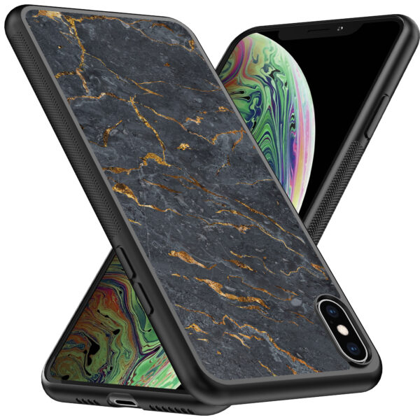iPhone Xs Max telefoonhoesje met grijs marmer opdruk (2)