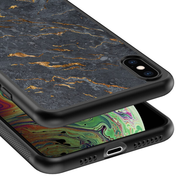 iPhone Xs Max telefoonhoesje met grijs marmer opdruk (4)