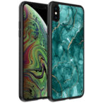 iPhone Xs Max telefoonhoesje met groen marmer opdruk (1)